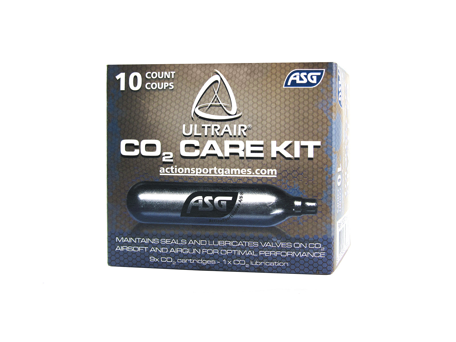 12 gr. Co2 cartridges, 10 pcs (9 regular & 1 lubrication)