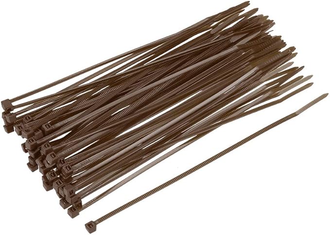 BROWN Nylon Plastic Cable Tie wraps 200 pieces